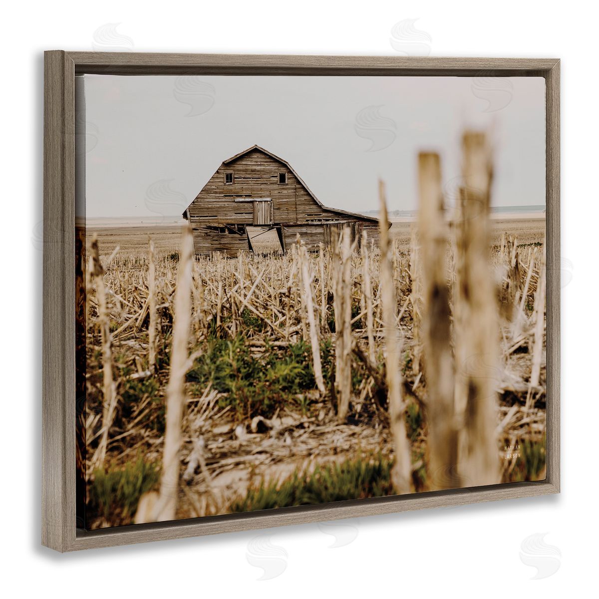 Nathan Larson Rustic Old Barn Brown Floater Frame Canvas Artside_