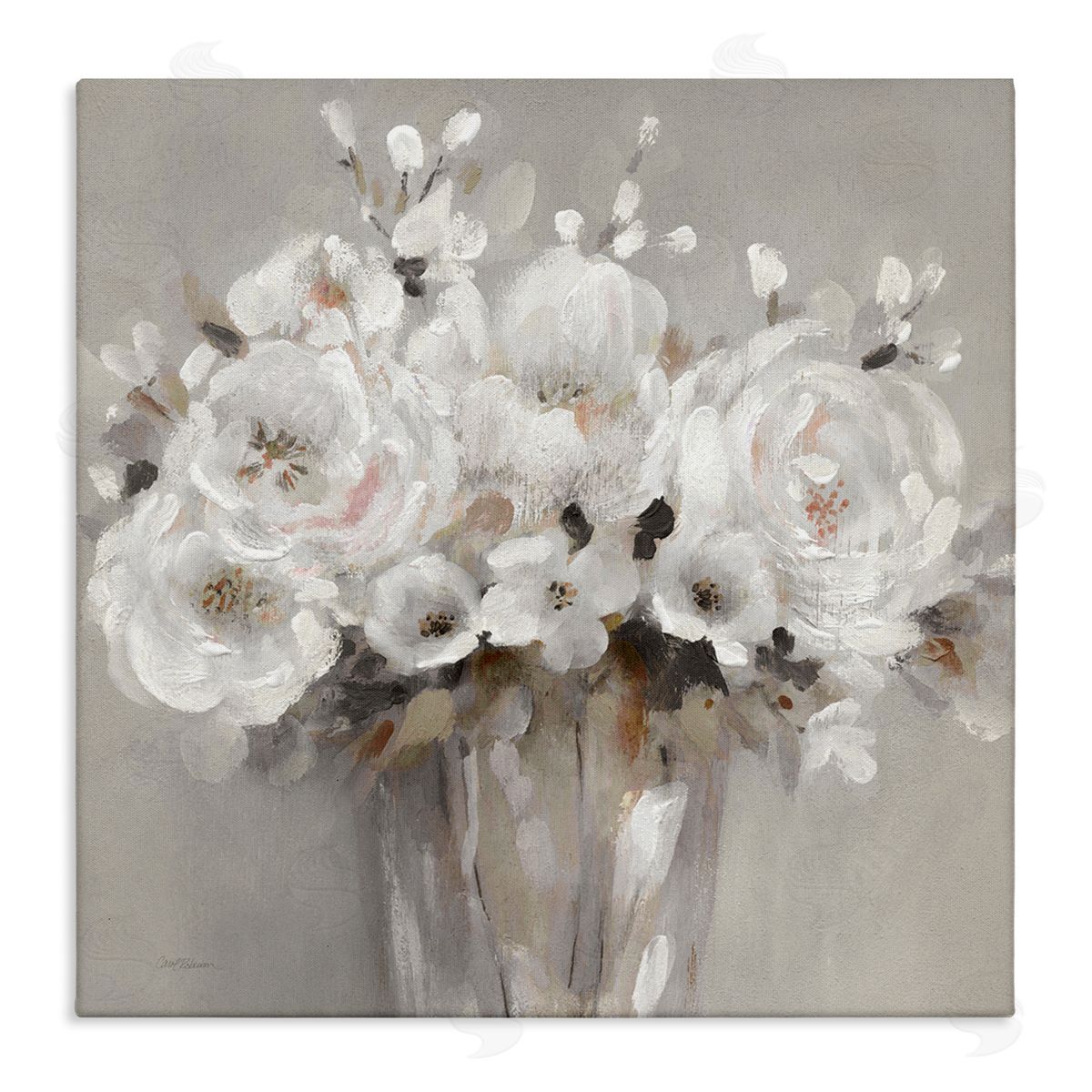 White Flower Bunches Canvas Wall Art, Home Decor by Carol Robinson