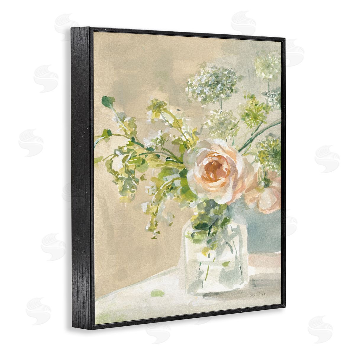 Danhui Nai Rose Bouquet Painting Black Framed Giclee Wall Artside_