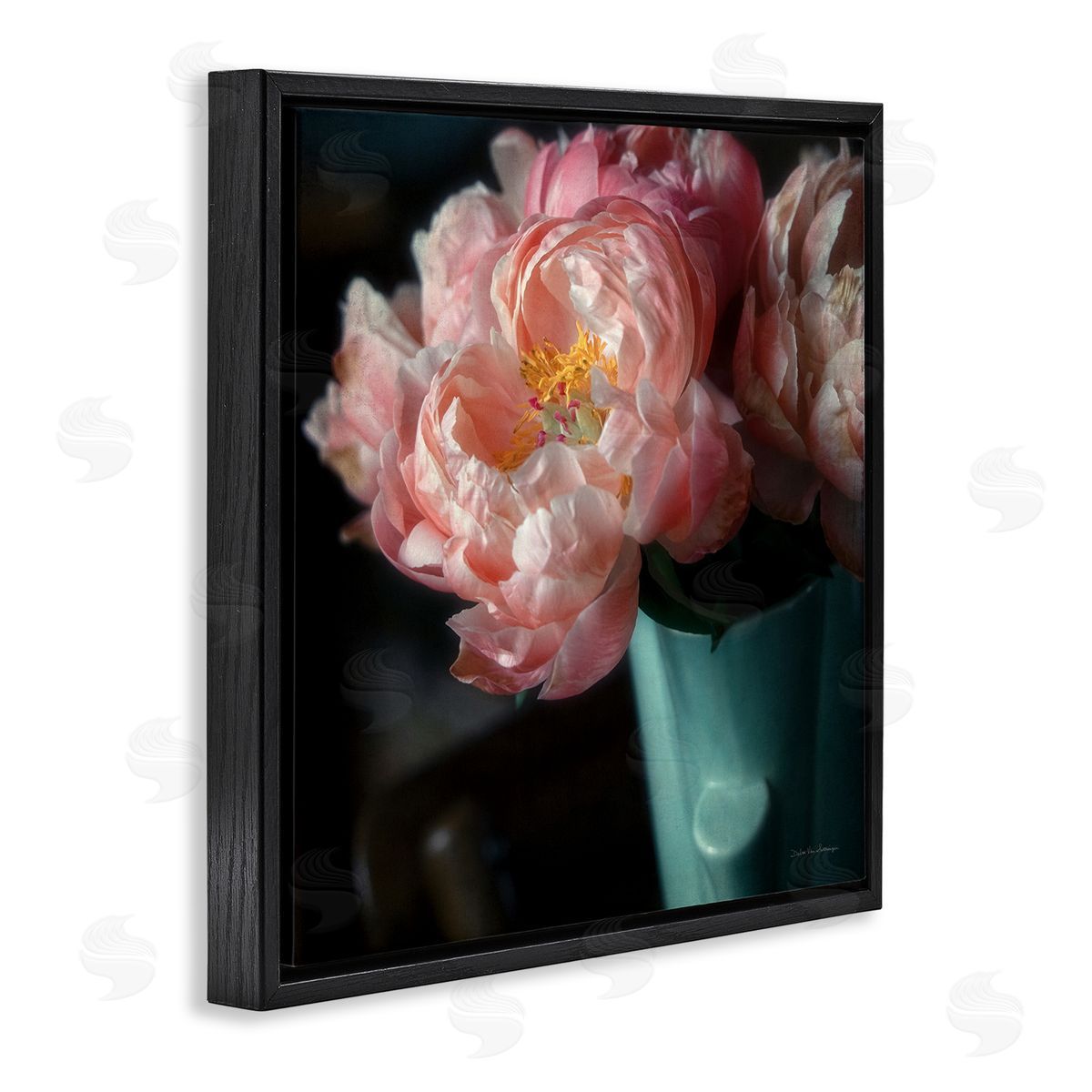 Debra Van Swearingen Pink Peony Photography Black Floater Frame Canvas Artside_