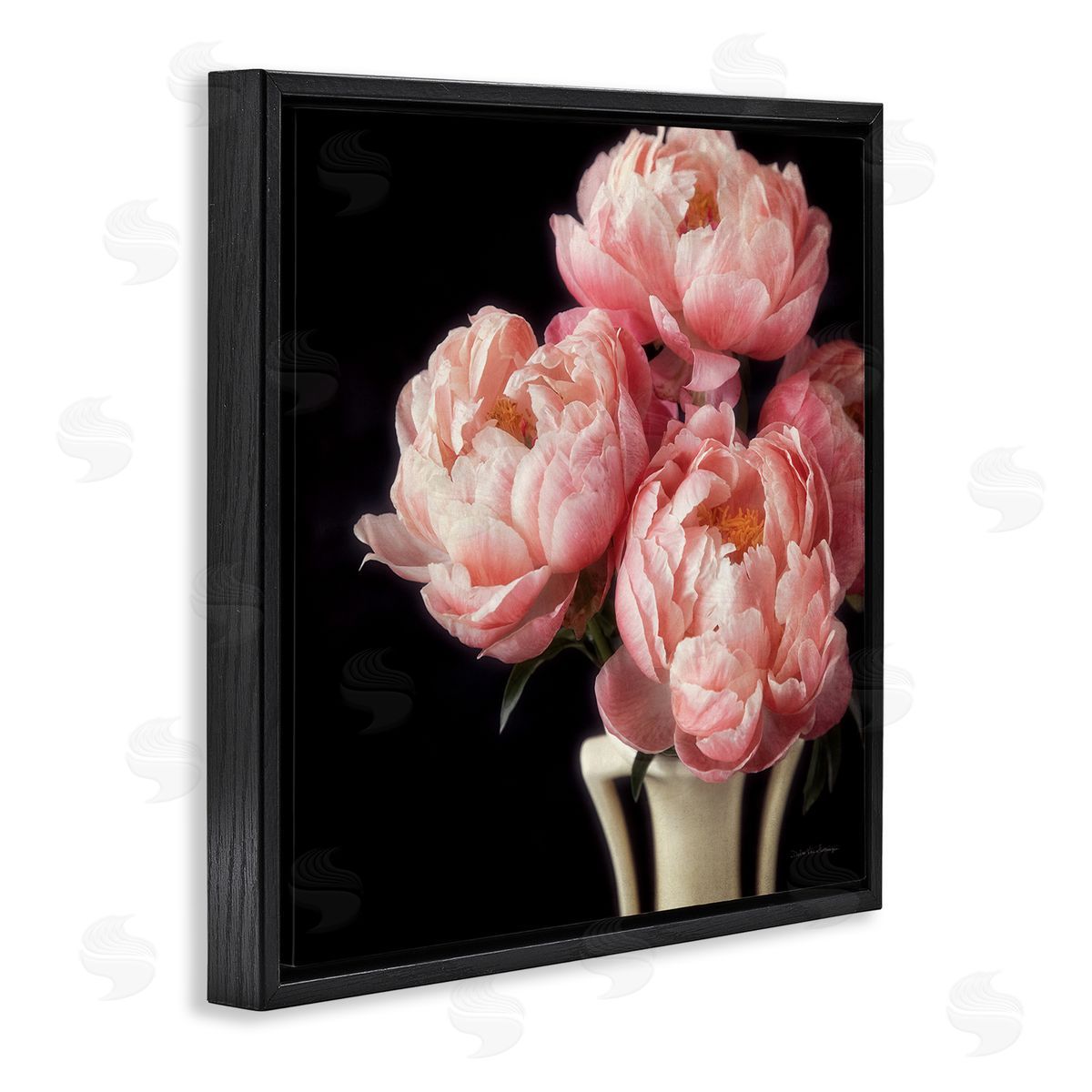 Debra Van Swearingen Three Peonies Photography Black Floater Frame Canvas Artside_