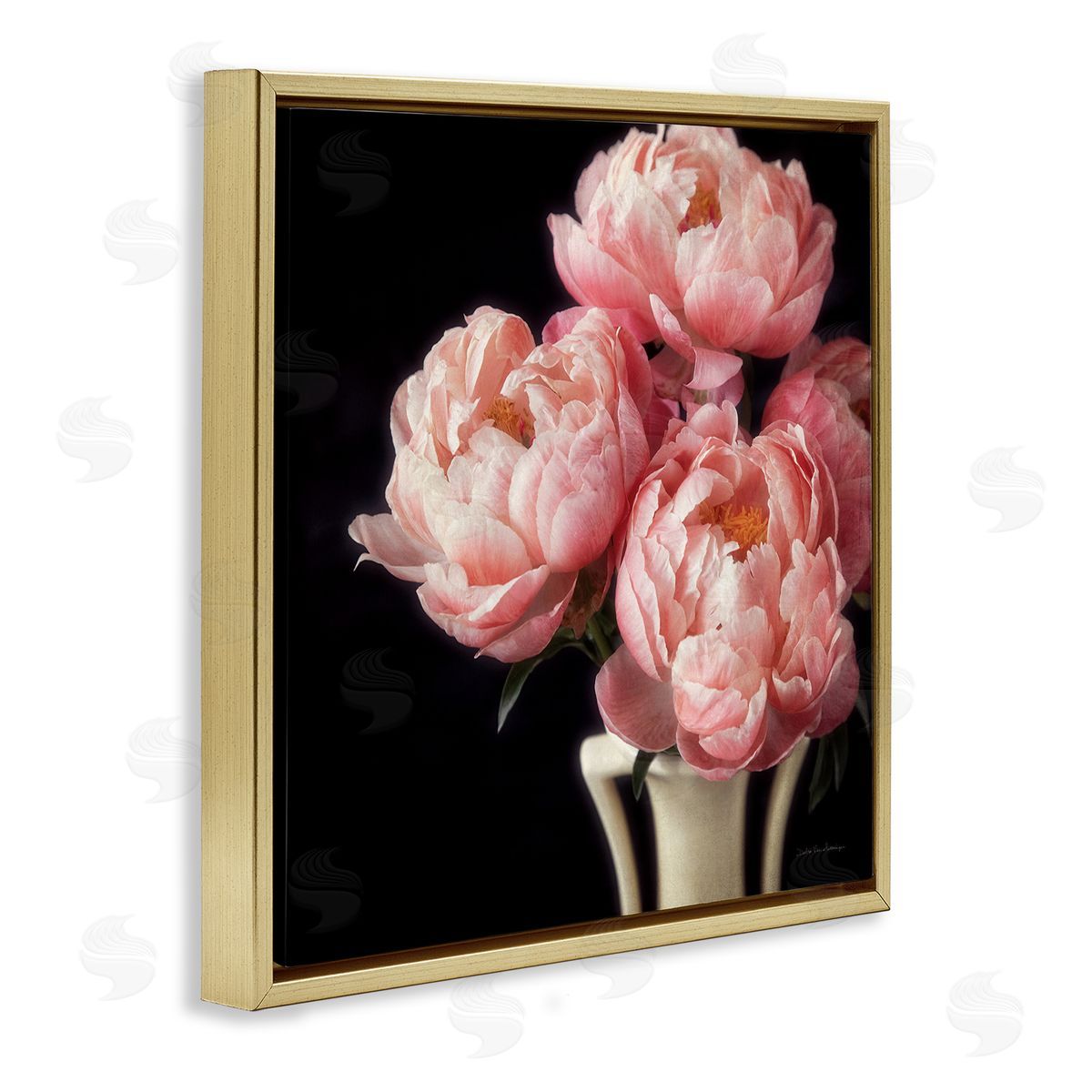 Debra Van Swearingen Three Peonies Photography Gold Floater Frame Canvas Artside_