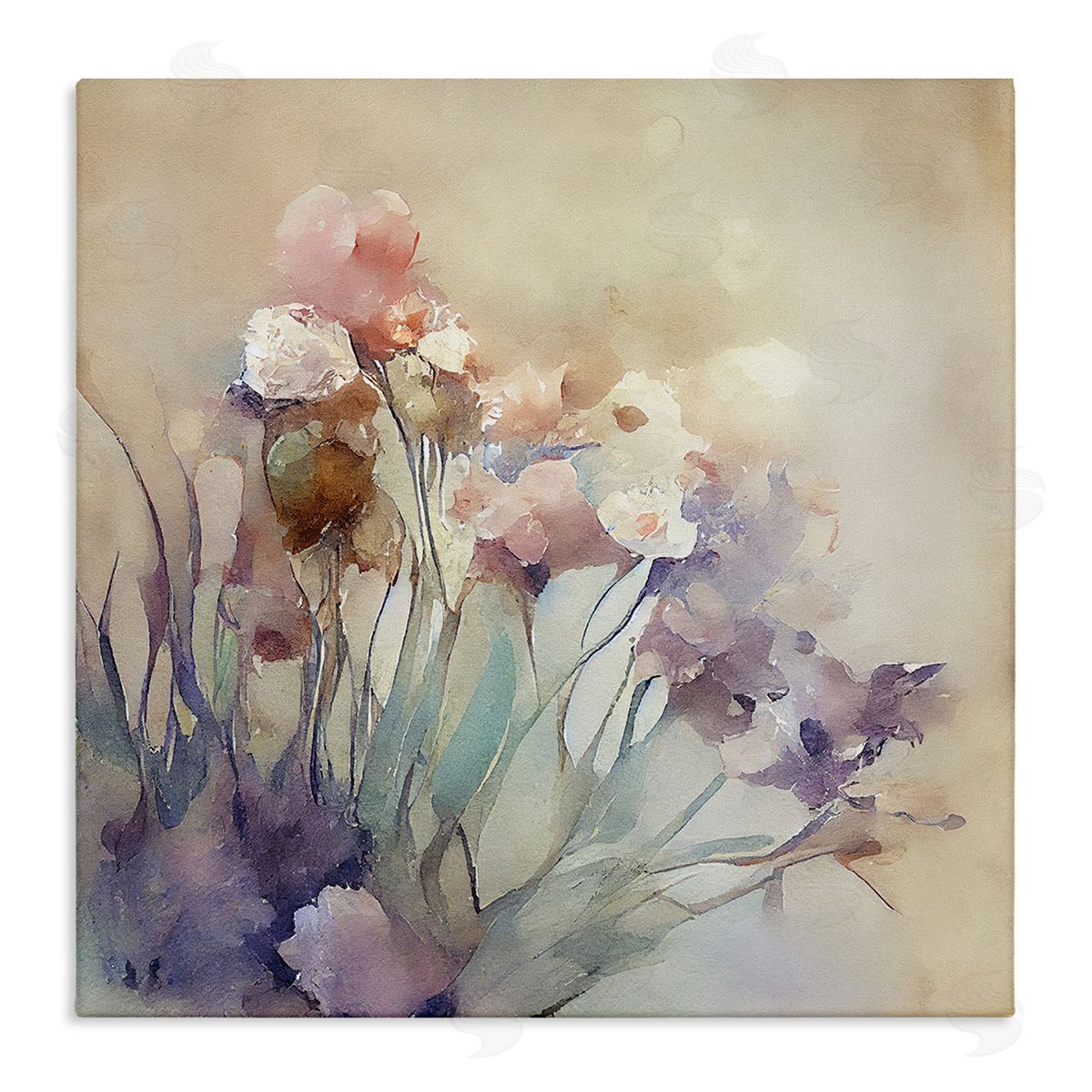 Leah McLean Soft Abstract Flowers Canvas Wall Art