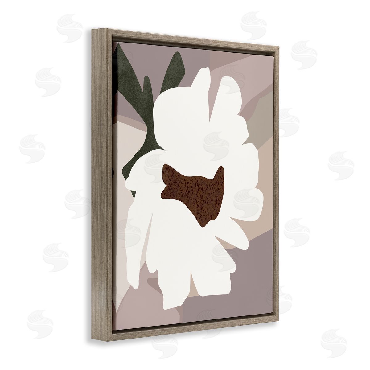 Regina Moore White Contemporary Flower Brown Floater Frame Canvas Artside_
