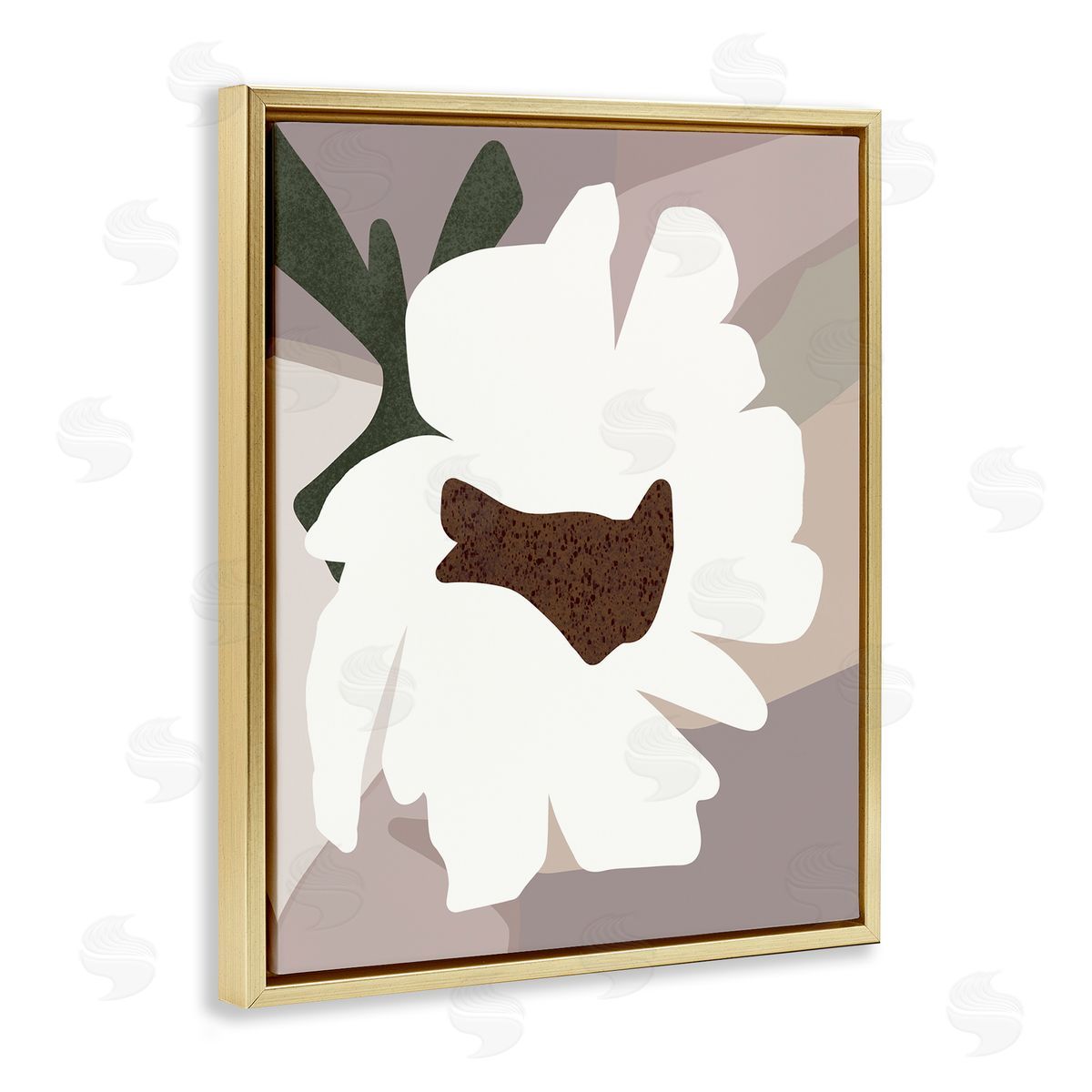 Regina Moore White Contemporary Flower Gold Floater Frame Canvas Artside_