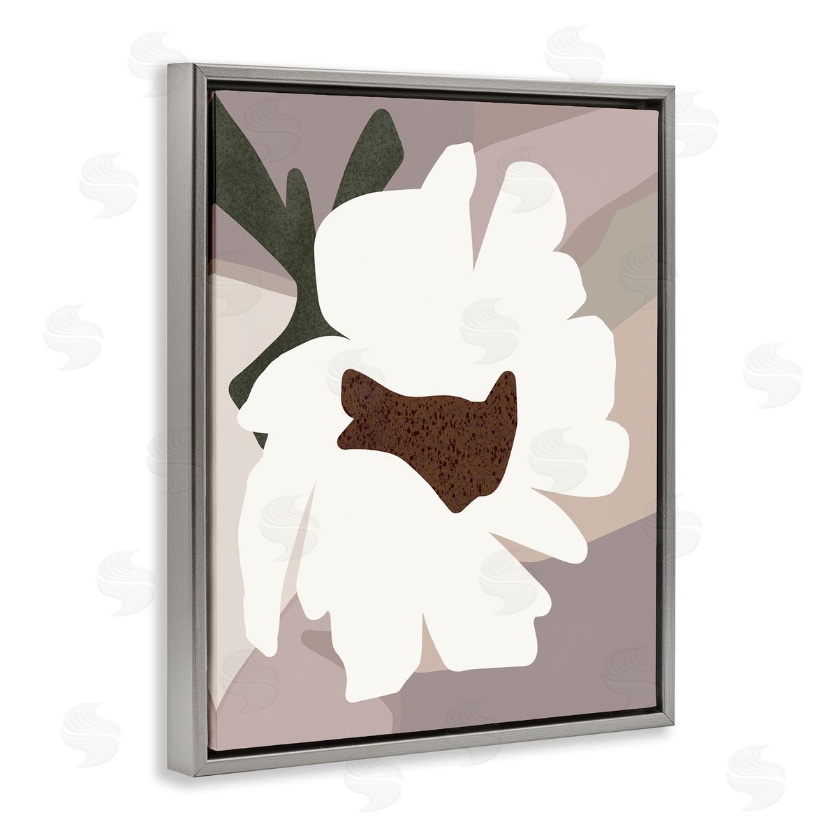 Regina Moore White Contemporary Flower Gray Floater Frame Canvas Artside_