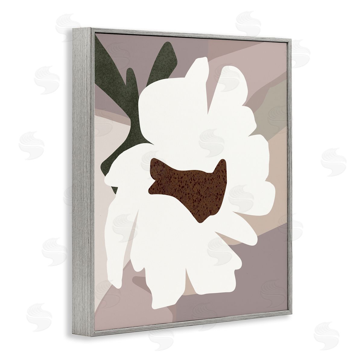 Regina Moore White Contemporary Flower Gray Framed Giclee Wall Artside_