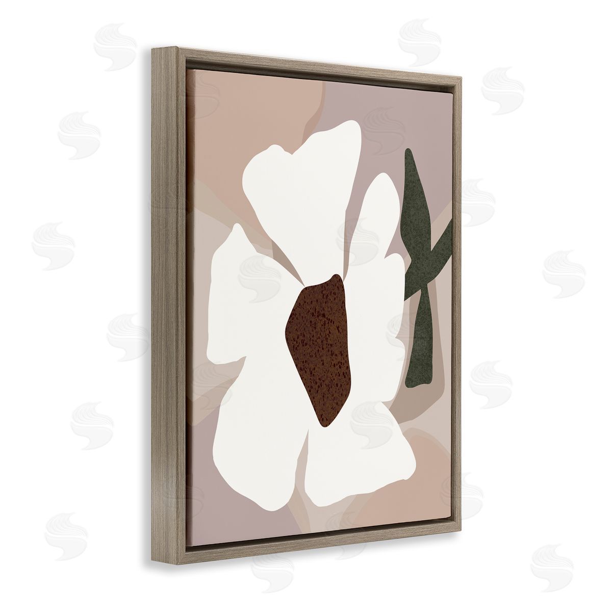 Regina Moore Modern White Petals Brown Floater Frame Canvas Artside_