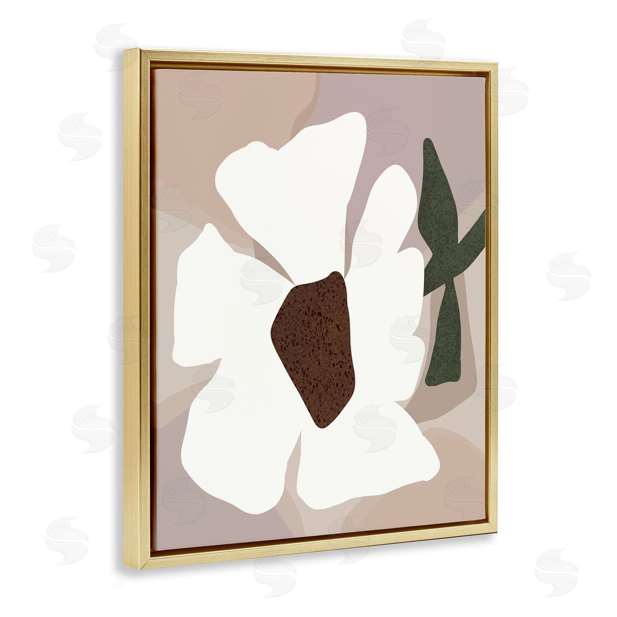 Regina Moore Modern White Petals Gold Floater Frame Canvas Artside_