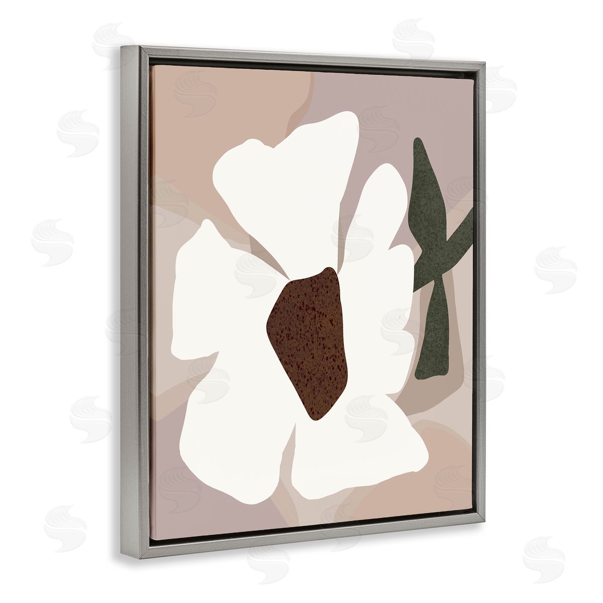 Regina Moore Modern White Petals Gray Floater Frame Canvas Artside_