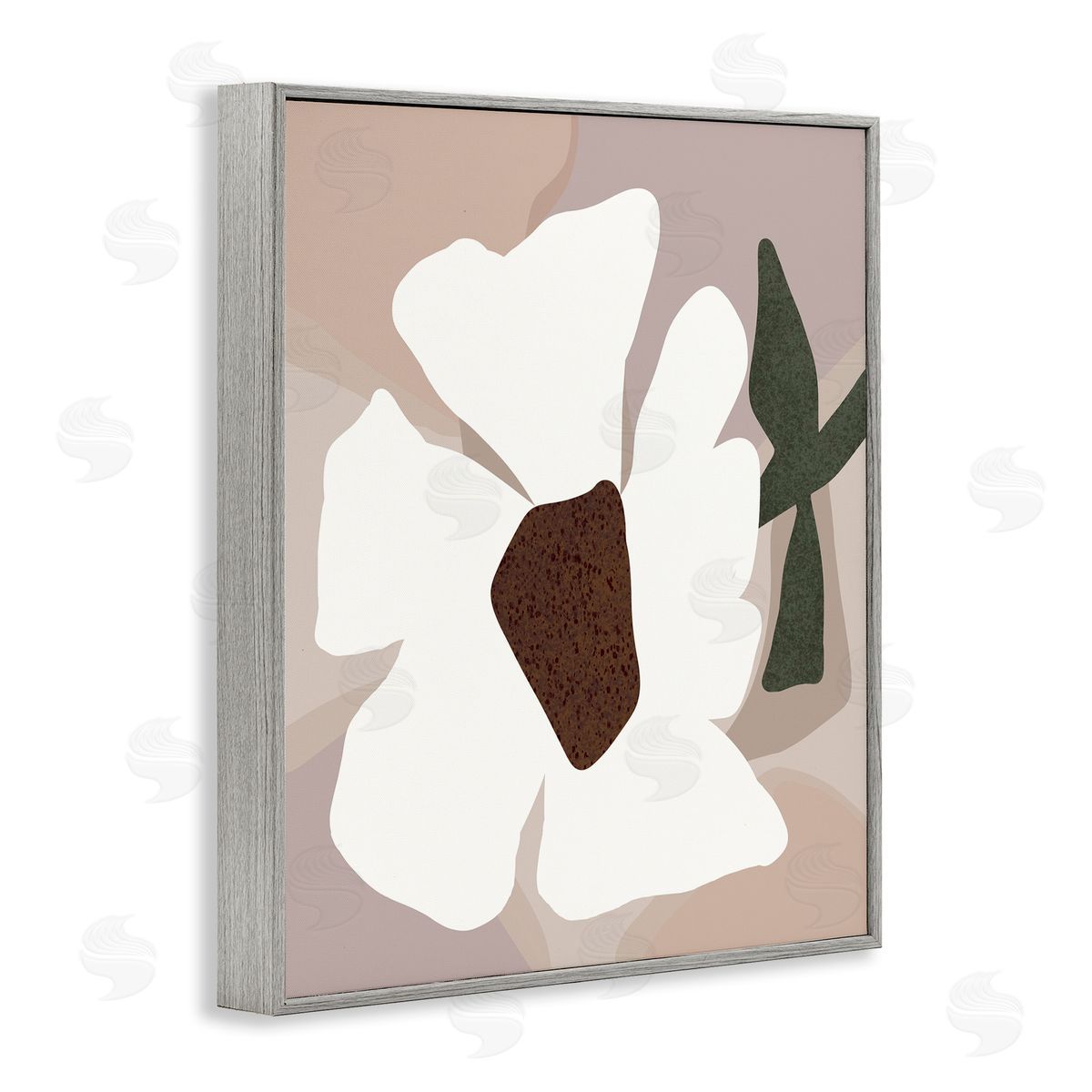 Regina Moore Modern White Petals Gray Framed Giclee Wall Artside_