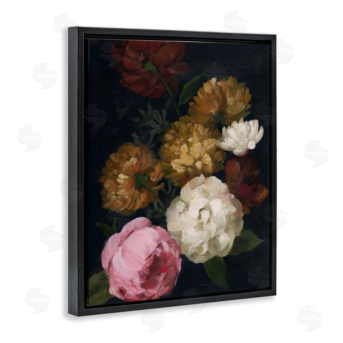 Grace Popp Mixed Carnations Bouquet Black Floater Frame Canvas Artside_