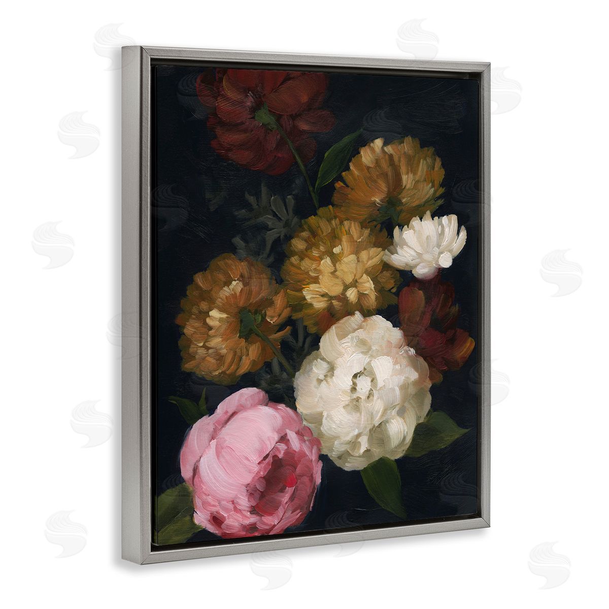 Grace Popp Mixed Carnations Bouquet Gray Floater Frame Canvas Artside_