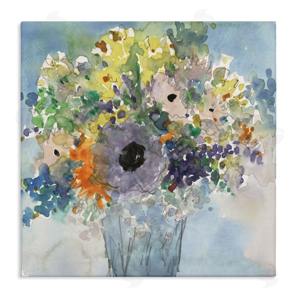 Samuel Dixon Blue Bouquet Watercolor Canvas Wall Art