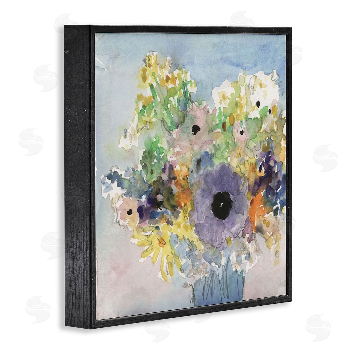 Samuel Dixon Country Florals Watercolor Black Framed Giclee Wall Artside_