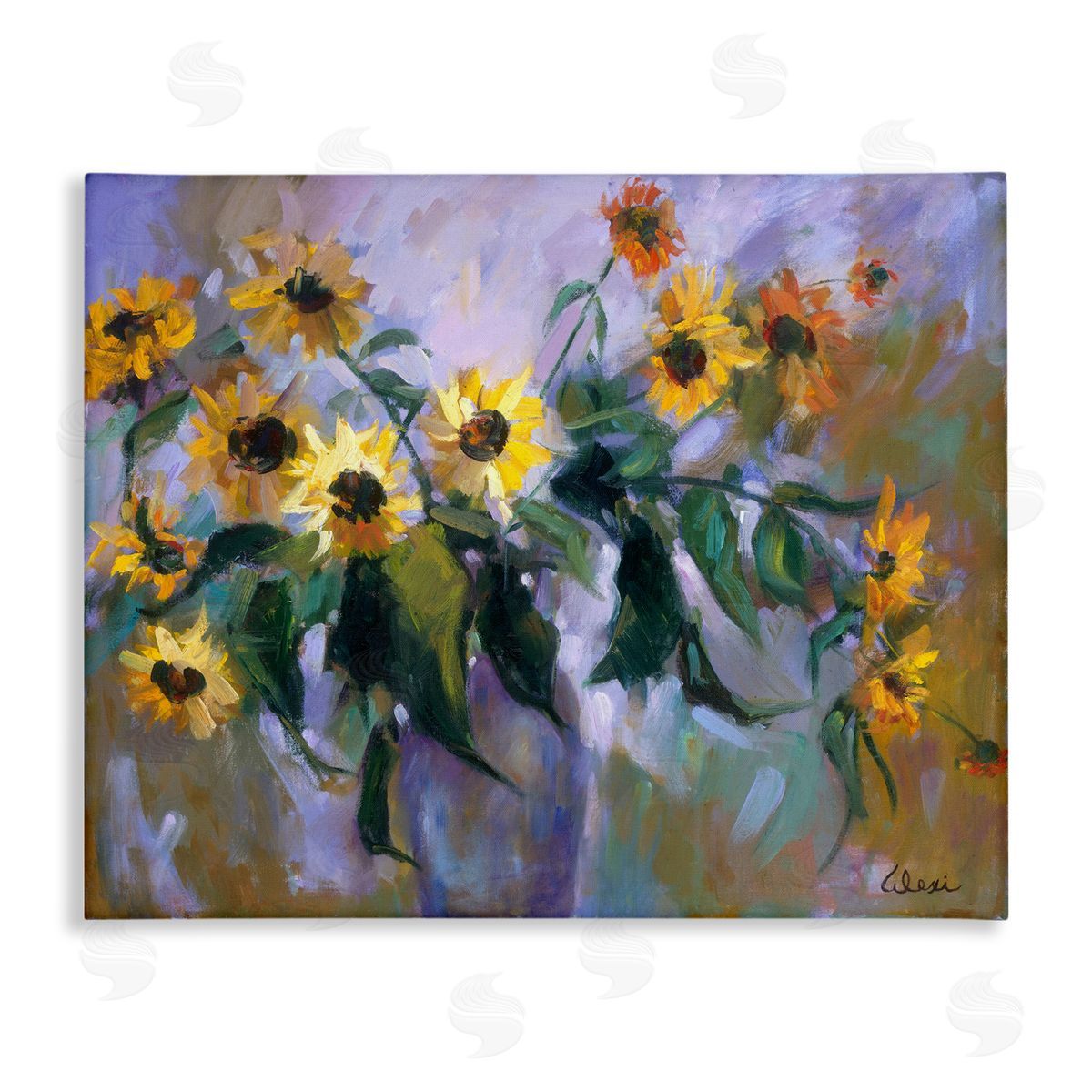 Alexi Fine Purple Sunflowers Painting Canvas Wall Art