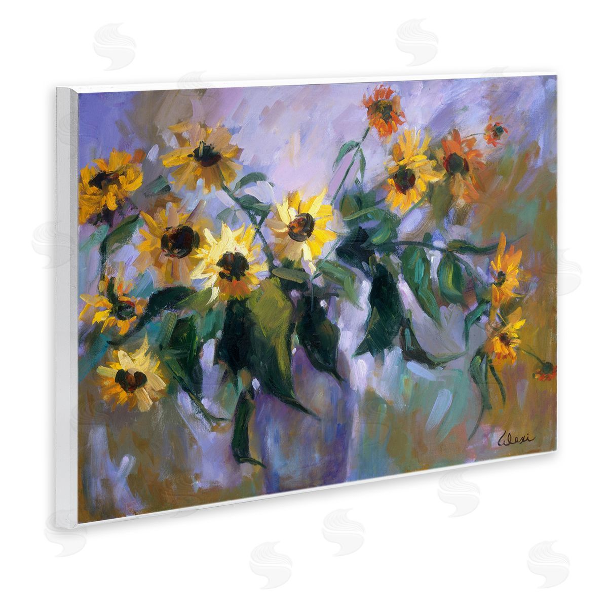 Alexi Fine Purple Sunflowers Painting Wall Plaque Artside_