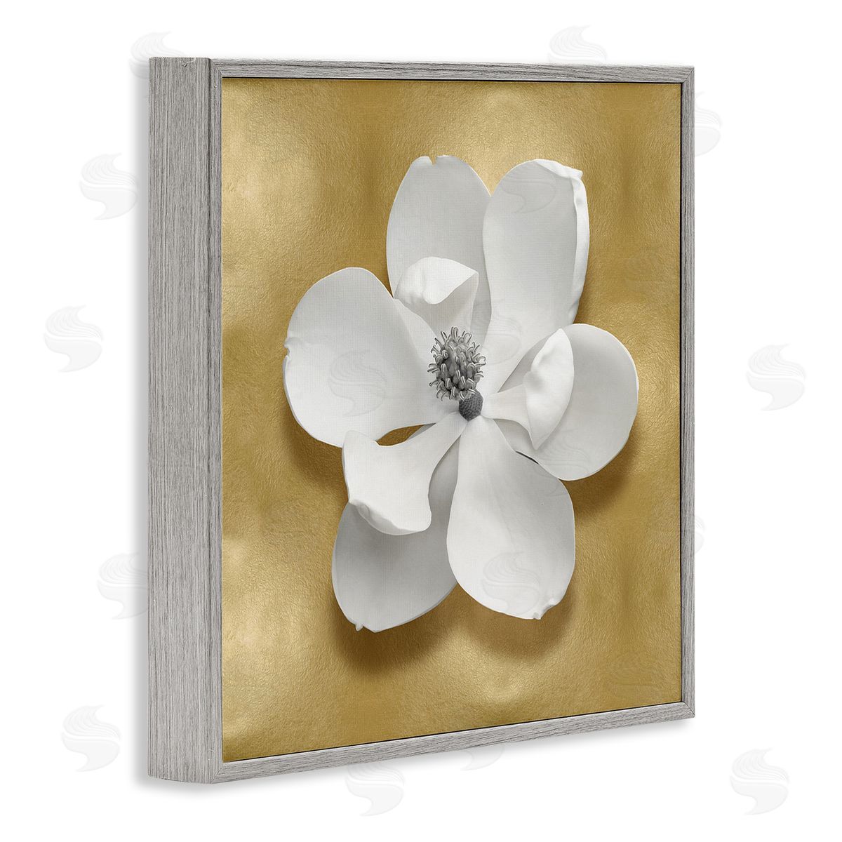 Caroline Kelly White Apple Blossom Gray Framed Giclee Wall Artside_