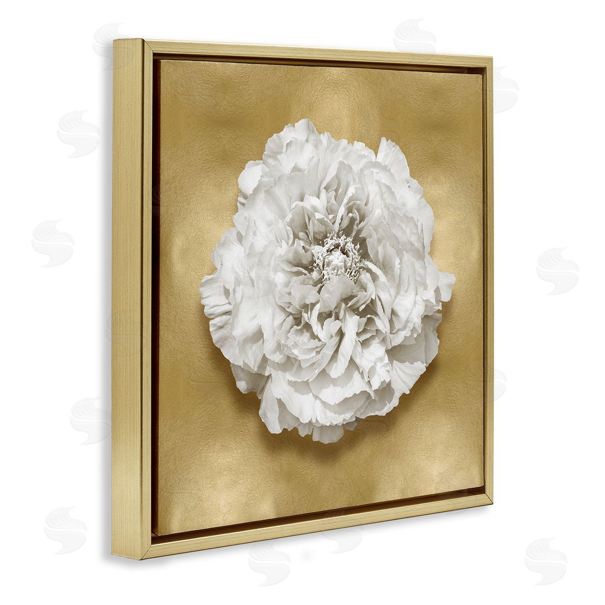 Caroline Kelly Glam White Carnation Gold Floater Frame Canvas Artside_