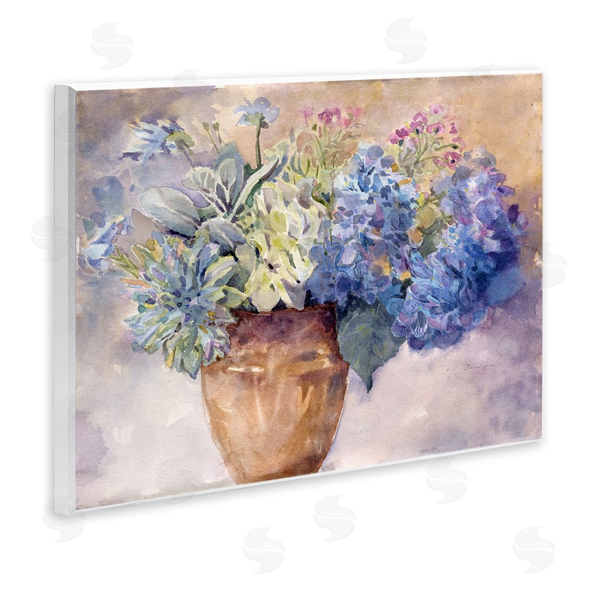 Purple Hydrangea Painting Wood Plaque Wall Art, Home Decor by Evelia Designs