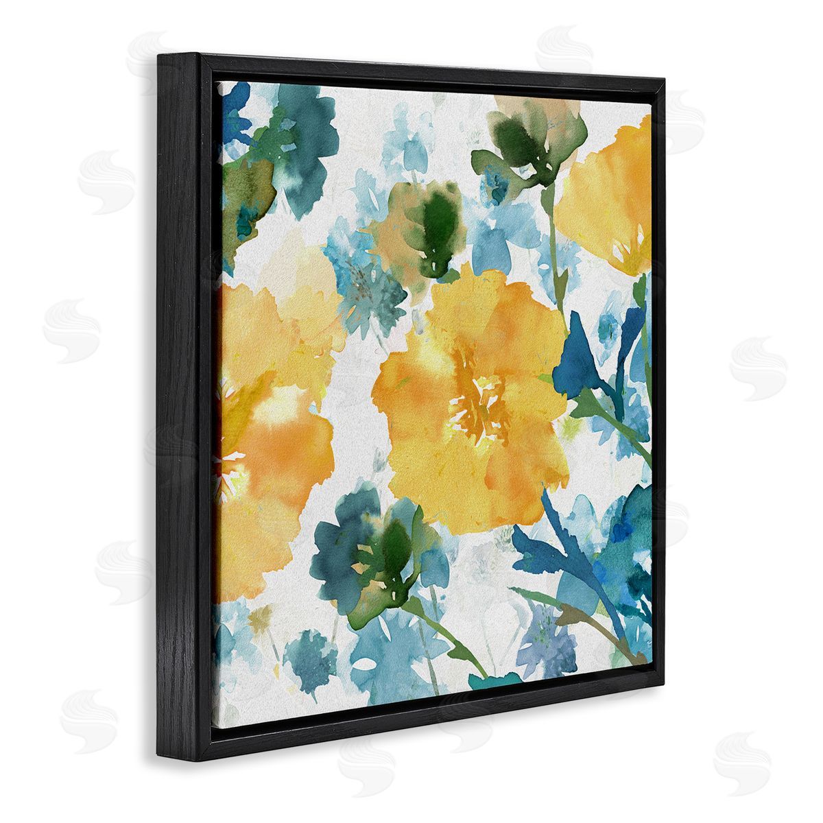 Flora Kouta Yellow Hibiscus Arrangement Black Floater Frame Canvas Artside_