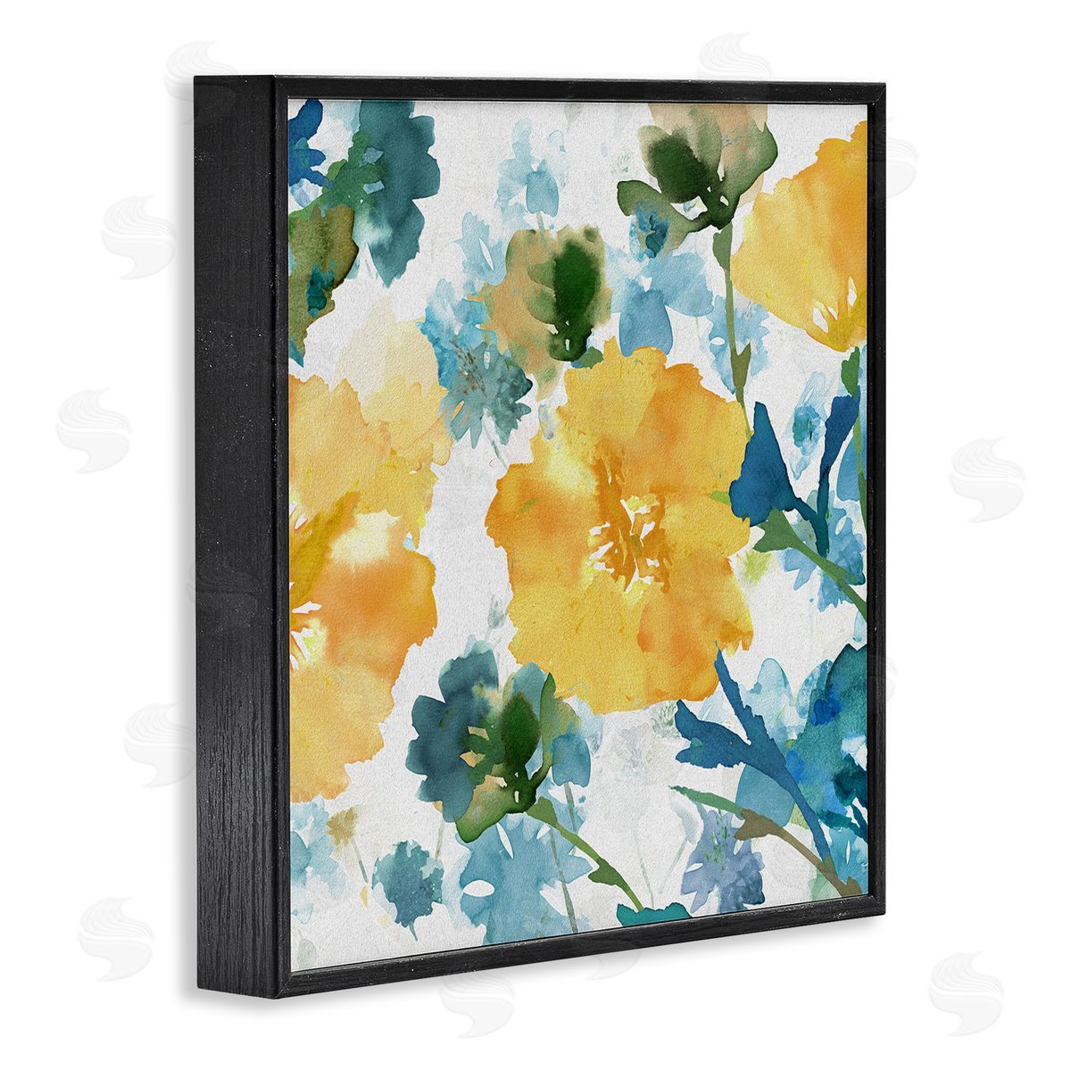Flora Kouta Yellow Hibiscus Arrangement Black Framed Giclee Wall Artside_