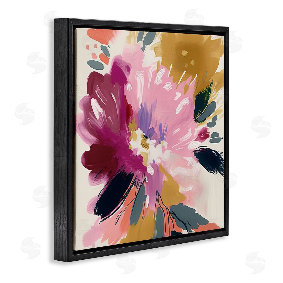 Andrea Haase Purple Abstract Floral Black Floater Frame Canvas Artside_