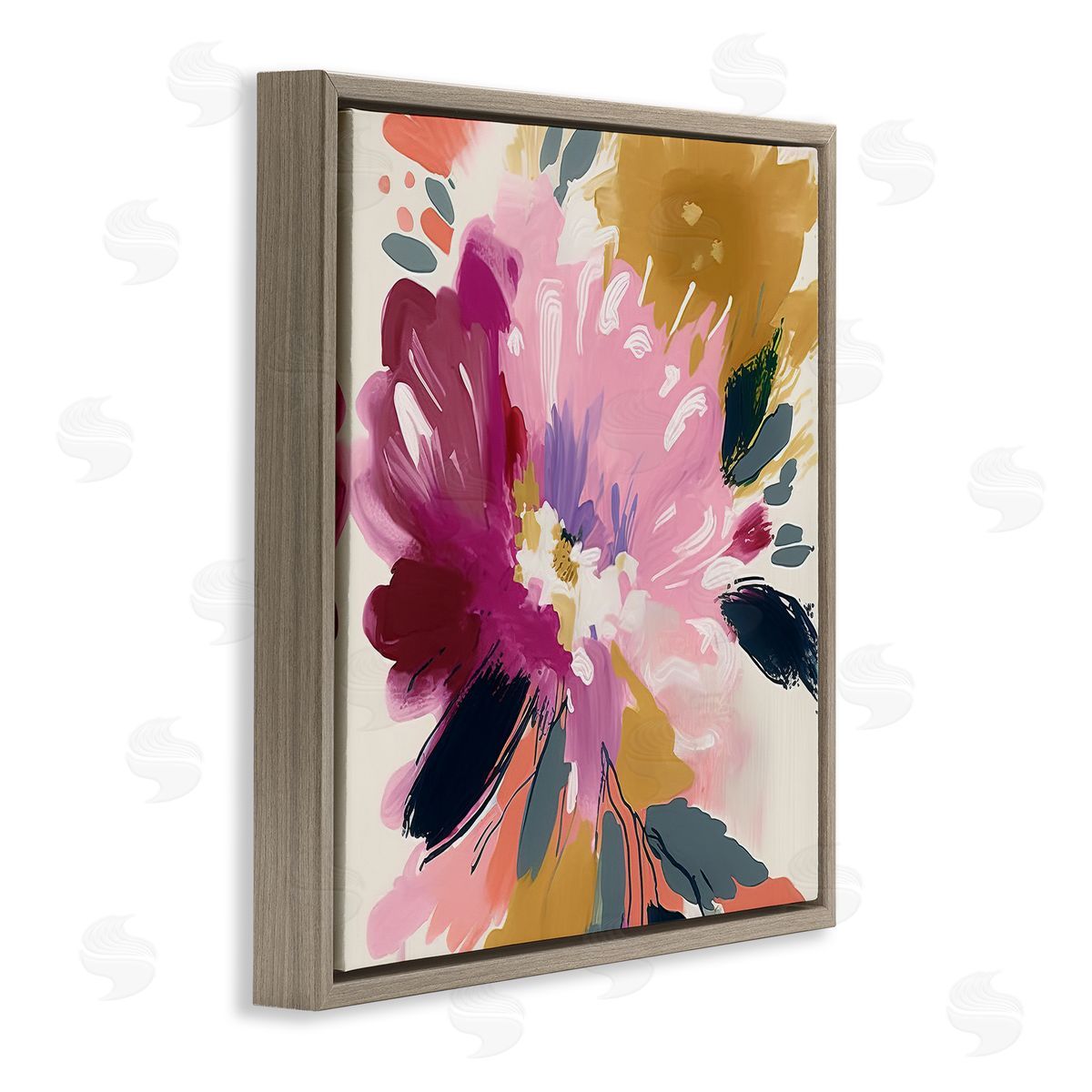 Andrea Haase Purple Abstract Floral Brown Floater Frame Canvas Artside_