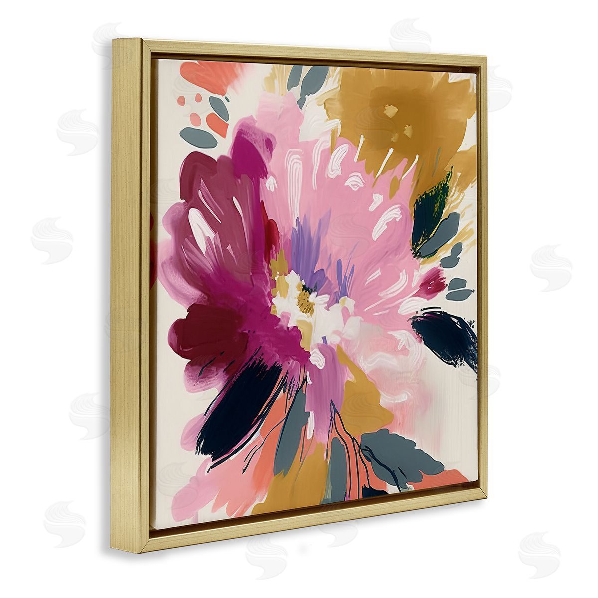 Andrea Haase Purple Abstract Floral Gold Floater Frame Canvas Artside_