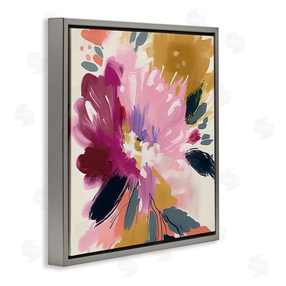 Andrea Haase Purple Abstract Floral Gray Floater Frame Canvas Artside_