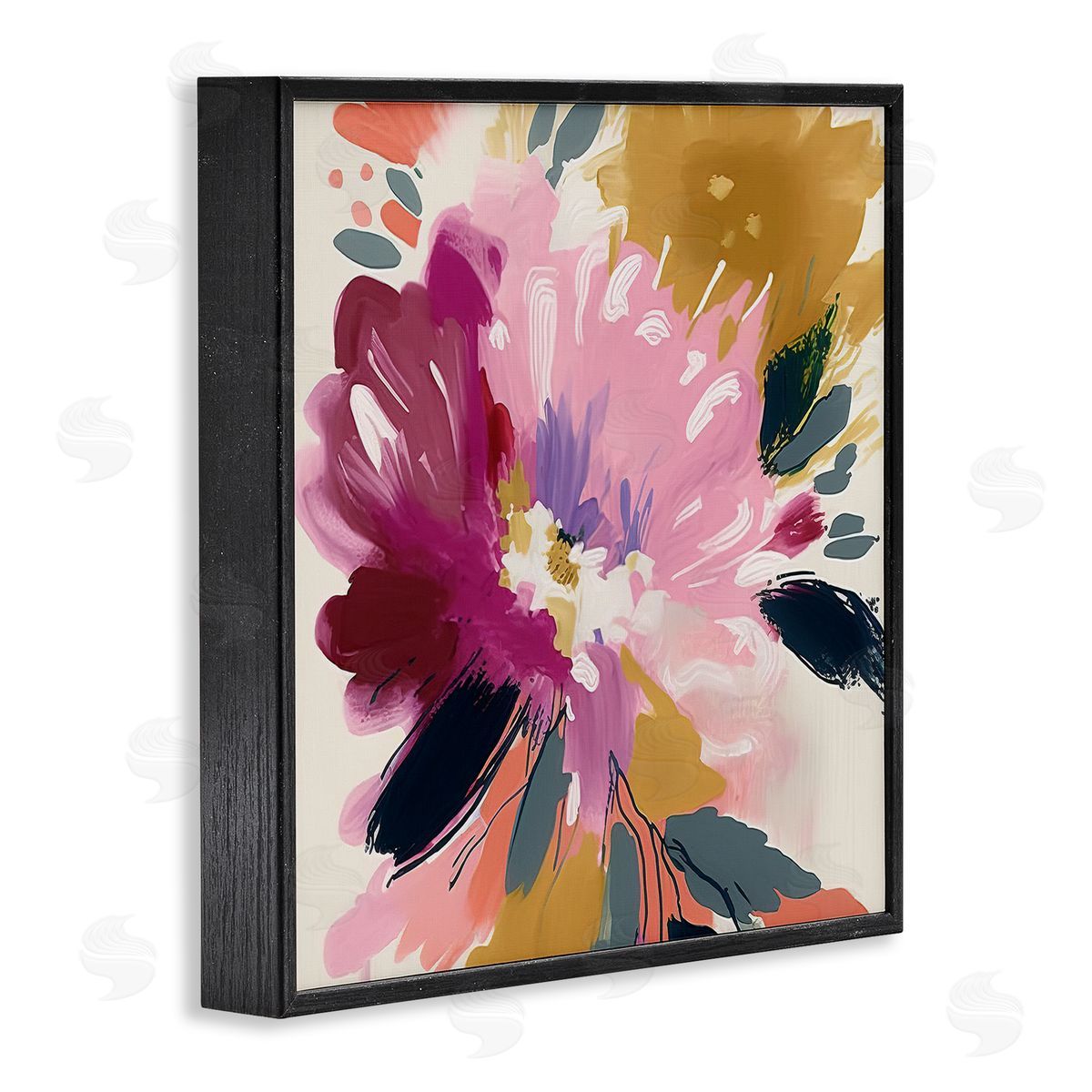Andrea Haase Purple Abstract Floral Black Framed Giclee Wall Artside_