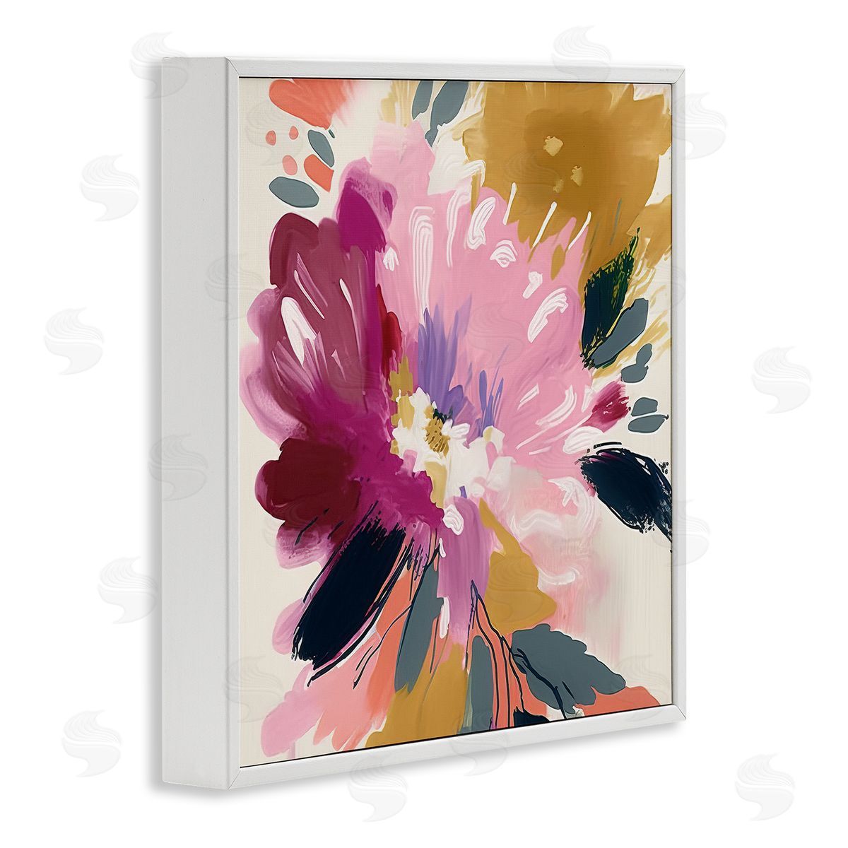 Andrea Haase Purple Abstract Floral White Framed Giclee Wall Artside_