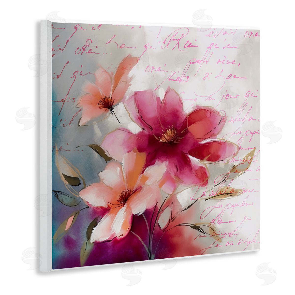 Andrea Haase Pink Vintage Florals Wall Plaque Artside_