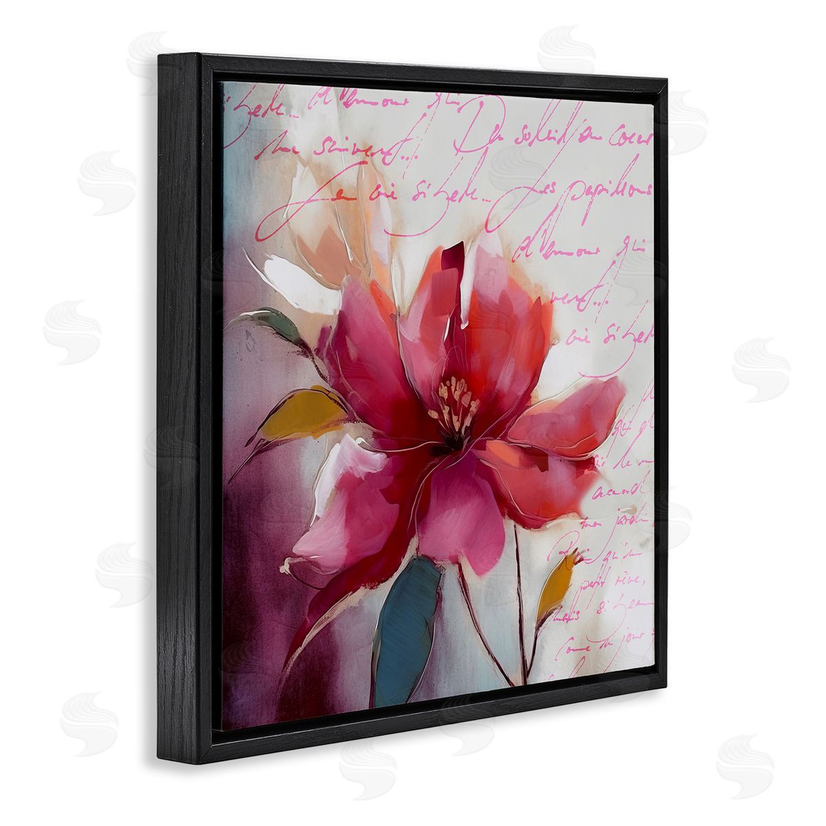 Andrea Haase Red Vintage Bloom Black Floater Frame Canvas Artside_