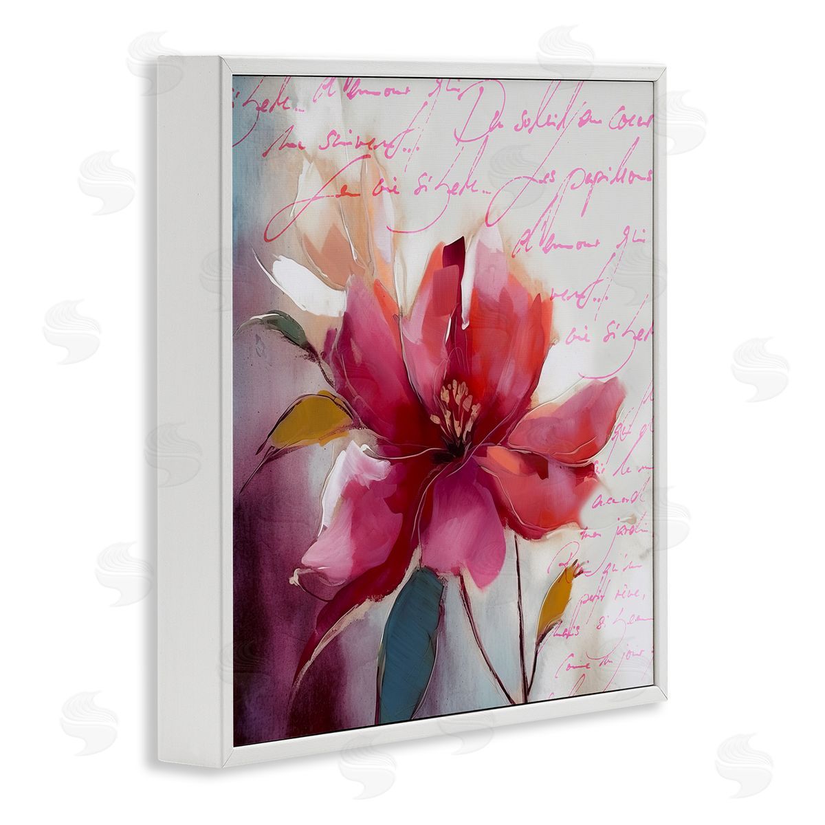 Andrea Haase Red Vintage Bloom White Framed Giclee Wall Artside_