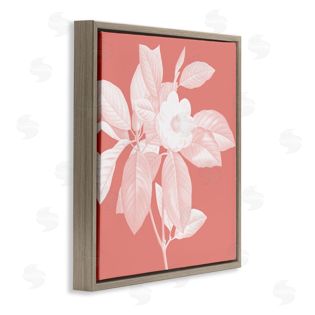 Andrea Haase Pink & White Floral Brown Floater Frame Canvas Artside_