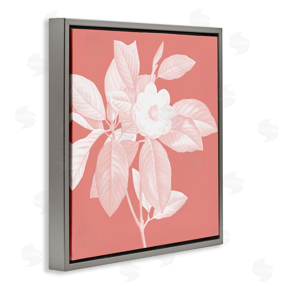 Andrea Haase Pink & White Floral Gray Floater Frame Canvas Artside_