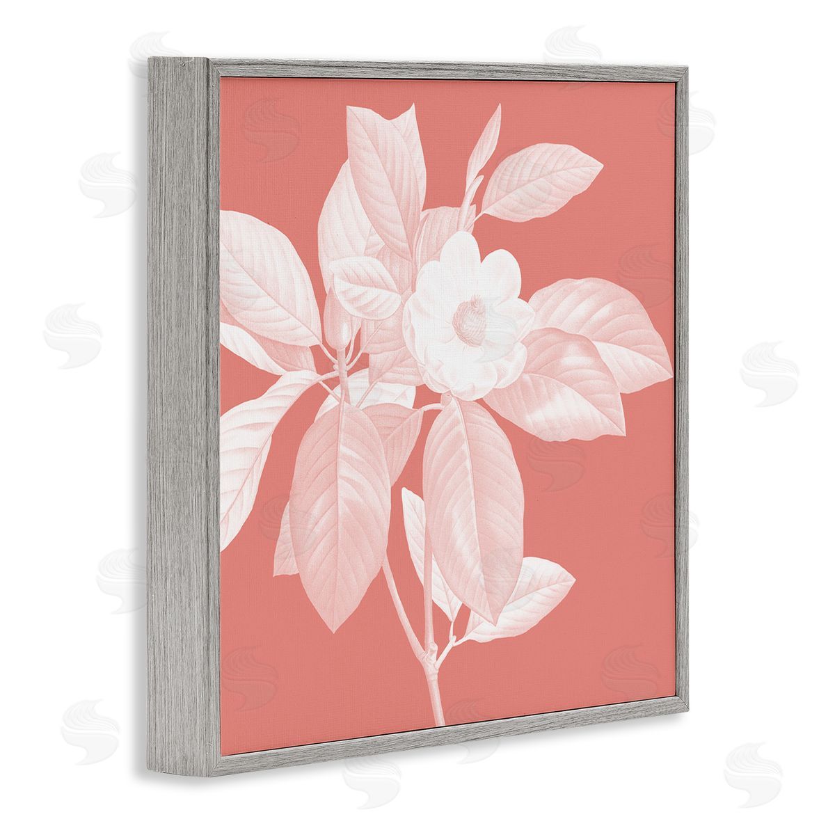 Andrea Haase Pink & White Floral Gray Framed Giclee Wall Artside_