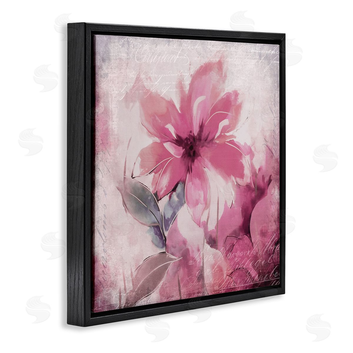 Andrea Haase Vintage Pink Florals Black Floater Frame Canvas Artside_