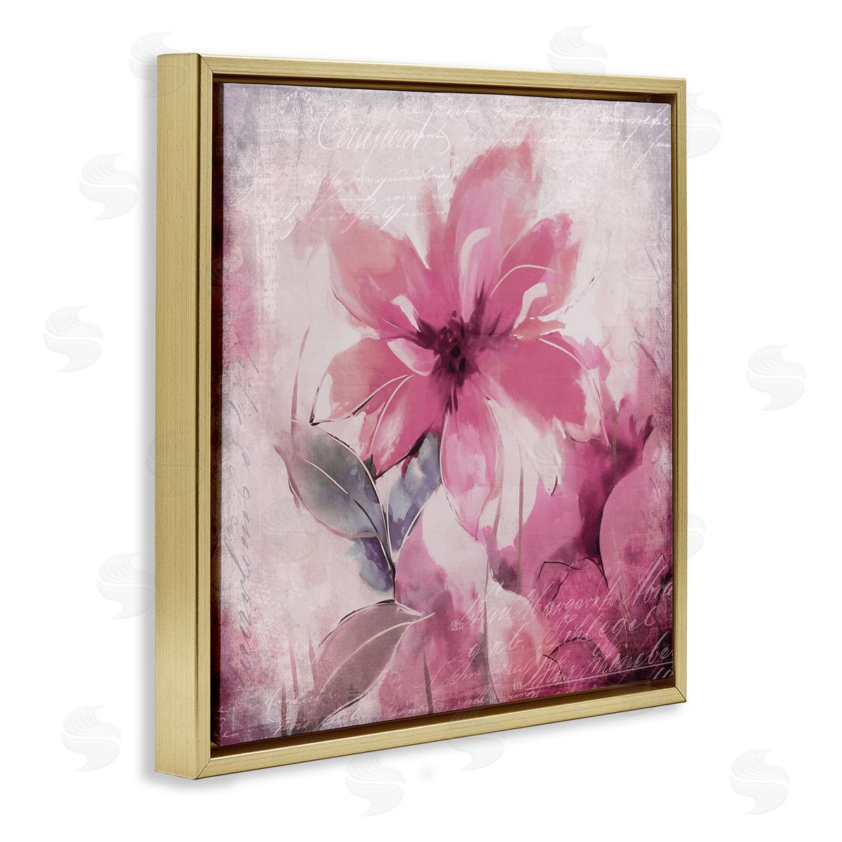 Andrea Haase Vintage Pink Florals Gold Floater Frame Canvas Artside_