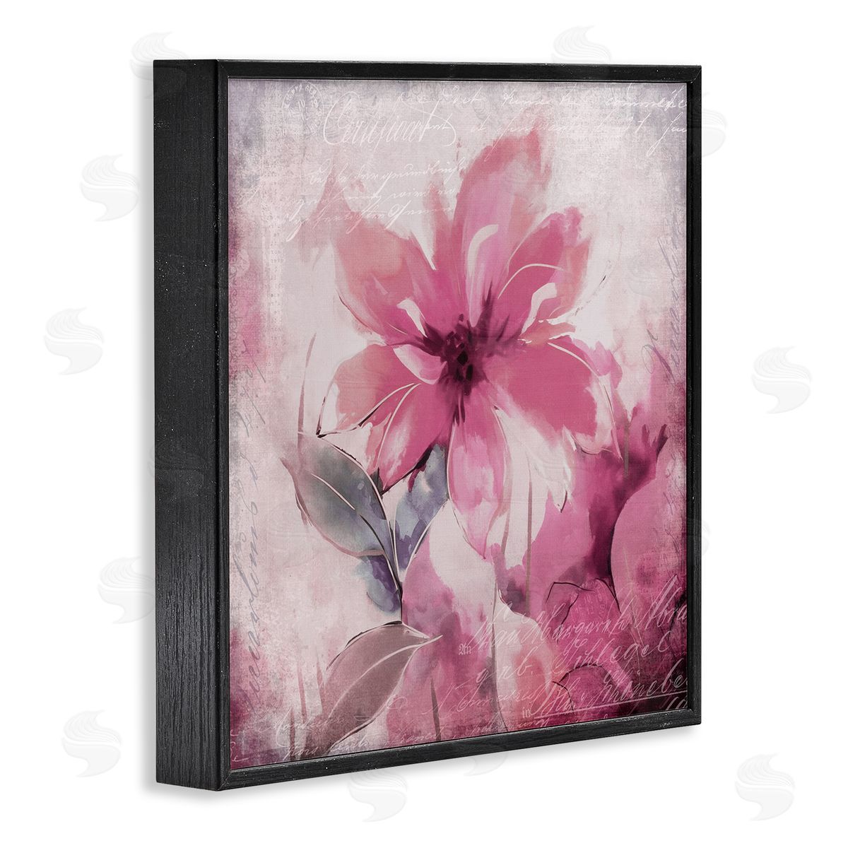Andrea Haase Vintage Pink Florals Black Framed Giclee Wall Artside_