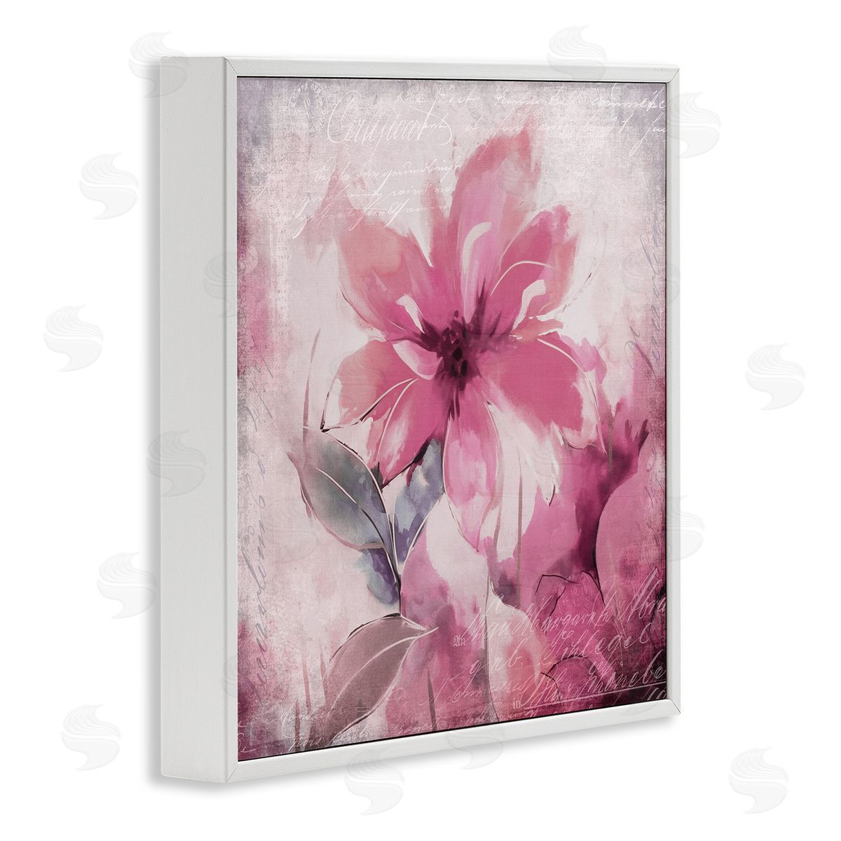 Andrea Haase Vintage Pink Florals White Framed Giclee Wall Artside_