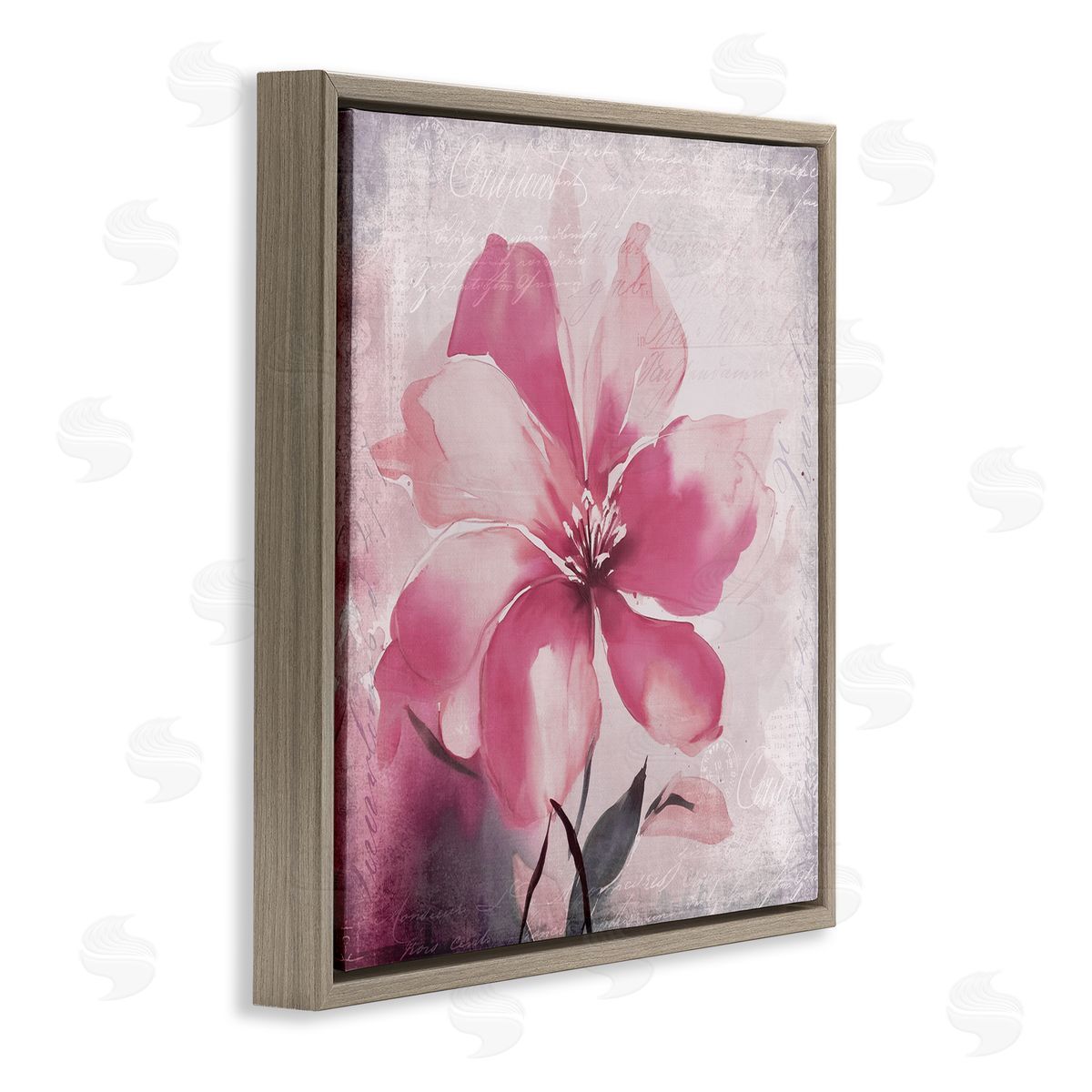 Andrea Haase Vintage Pink Lily Brown Floater Frame Canvas Artside_