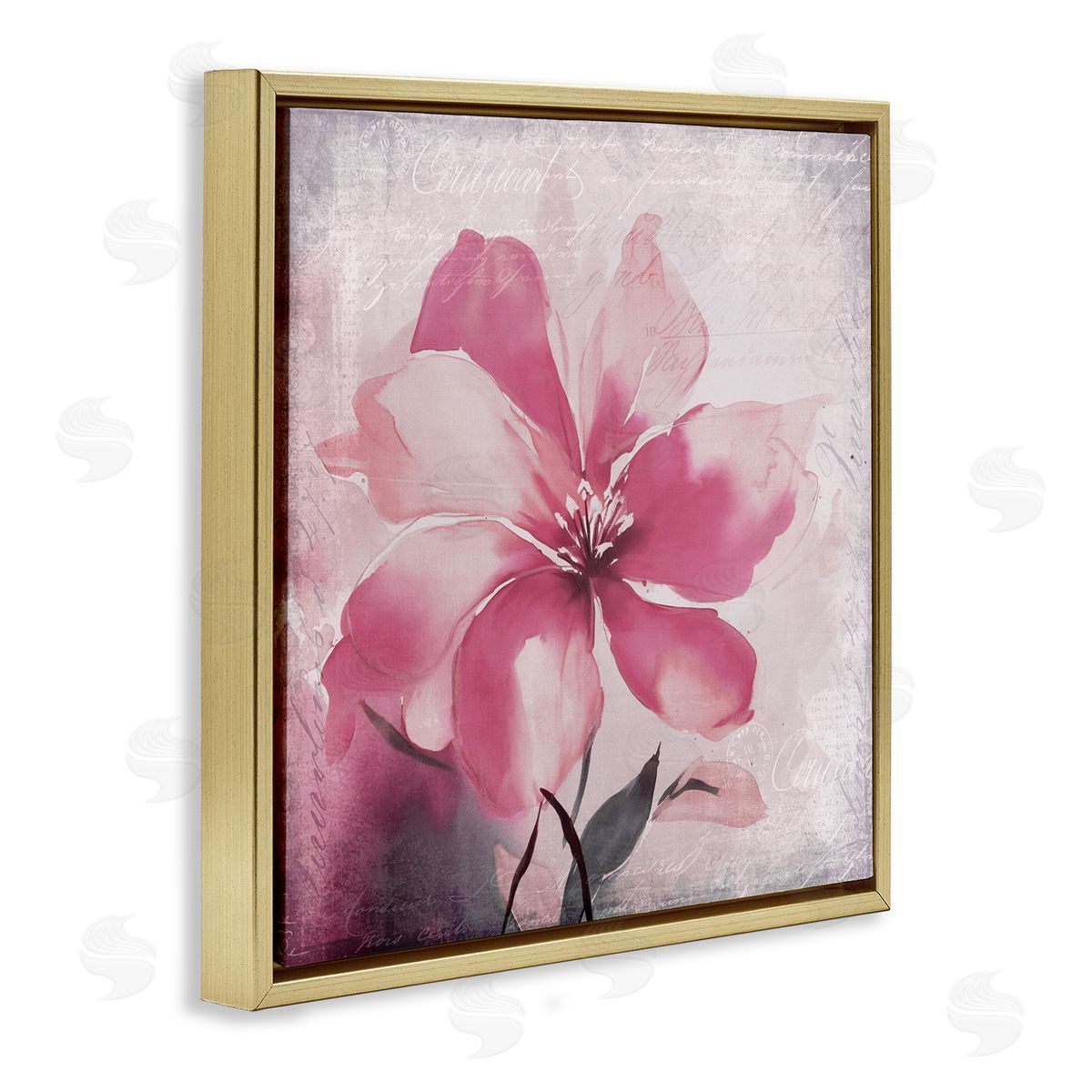 Andrea Haase Vintage Pink Lily Gold Floater Frame Canvas Artside_