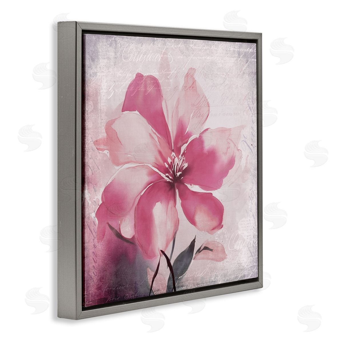 Andrea Haase Vintage Pink Lily Gray Floater Frame Canvas Artside_