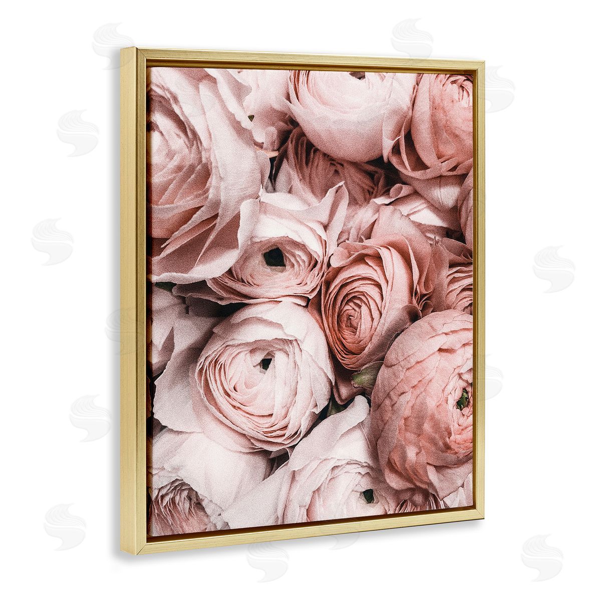 Pink Muted Peonies Gold Floating Frame Canvas Wall Art, Home Decor by Incado