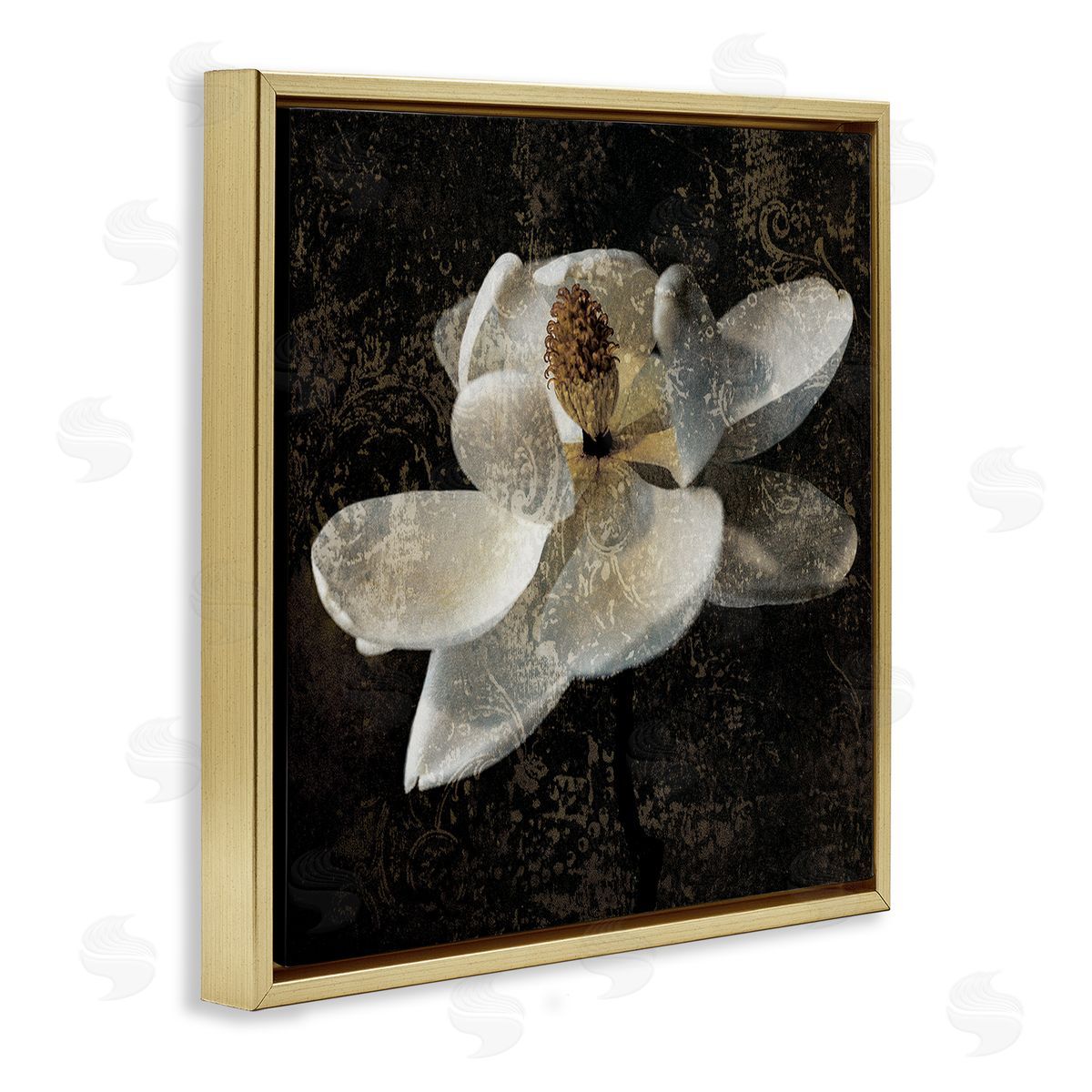 John Seba Rustic Magnolia Flower Gold Floater Frame Canvas Artside_