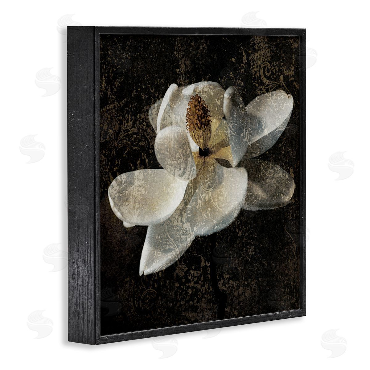 John Seba Rustic Magnolia Flower Black Framed Giclee Wall Artside_