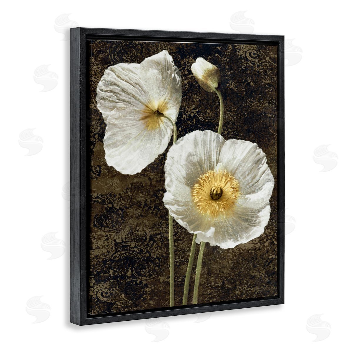 John Seba Budding White Poppies Black Floater Frame Canvas Artside_