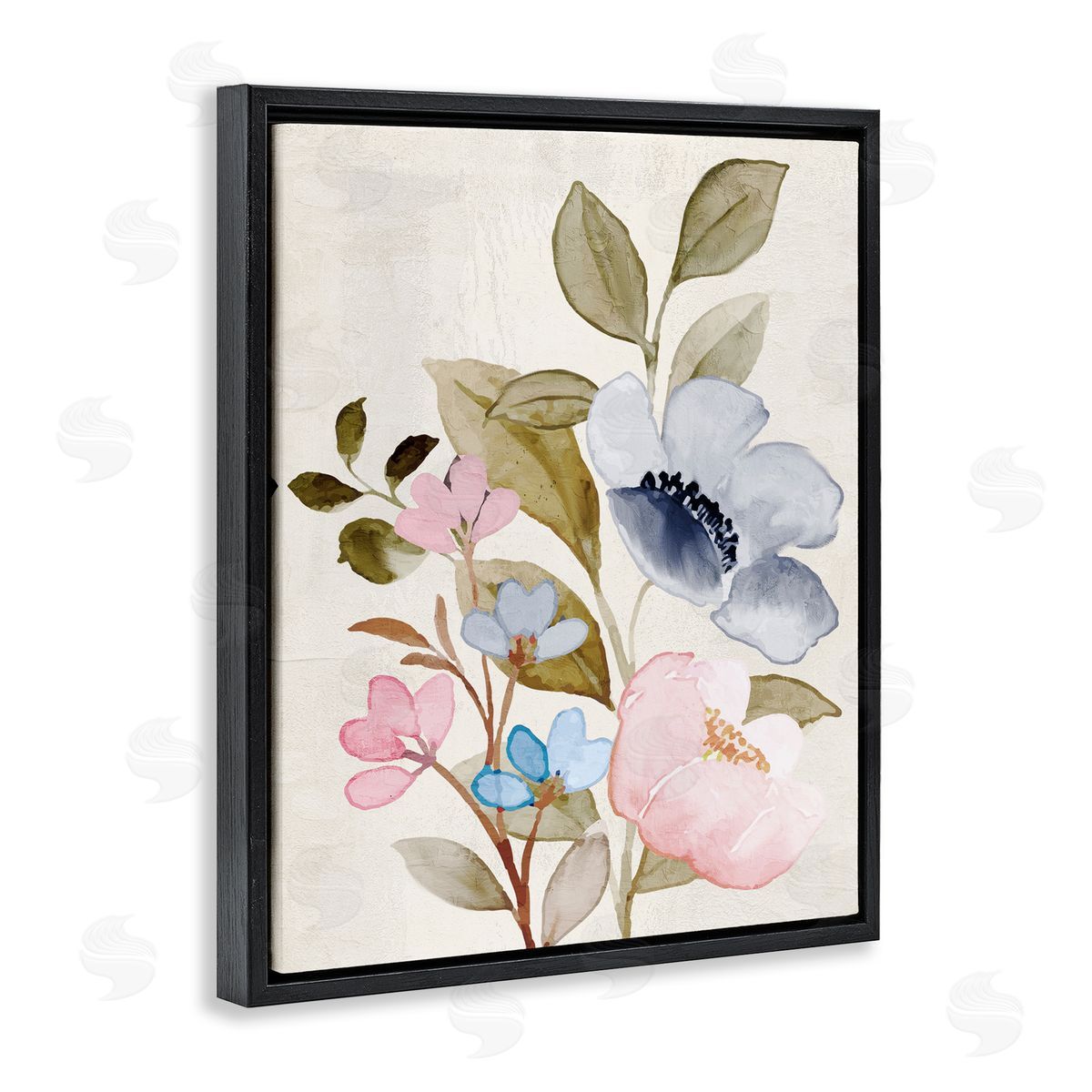 Kim Allen Soft Cottage Florals Black Floater Frame Canvas Artside_